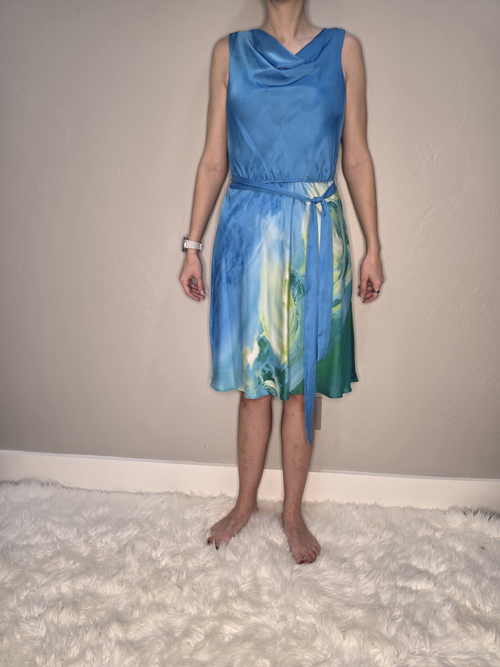 Vibrant Blue Cowl Neck Dress